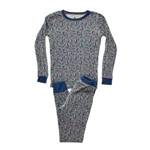 CREWCUTS Long Sleeve Pajama Set Periwinkle Tiny Floral Size 10 Girls #BU187